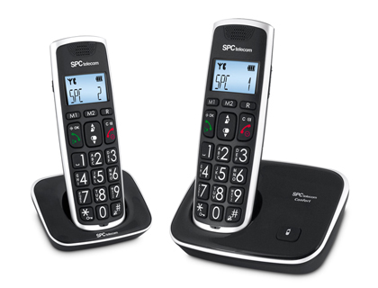SPC TELECOM - TELEFONO INALAMBRICO 7243N NEGRO IDENTIFICADOR DE LLAMADAS AGENDA PANTALLA (Ref.7609-N)
