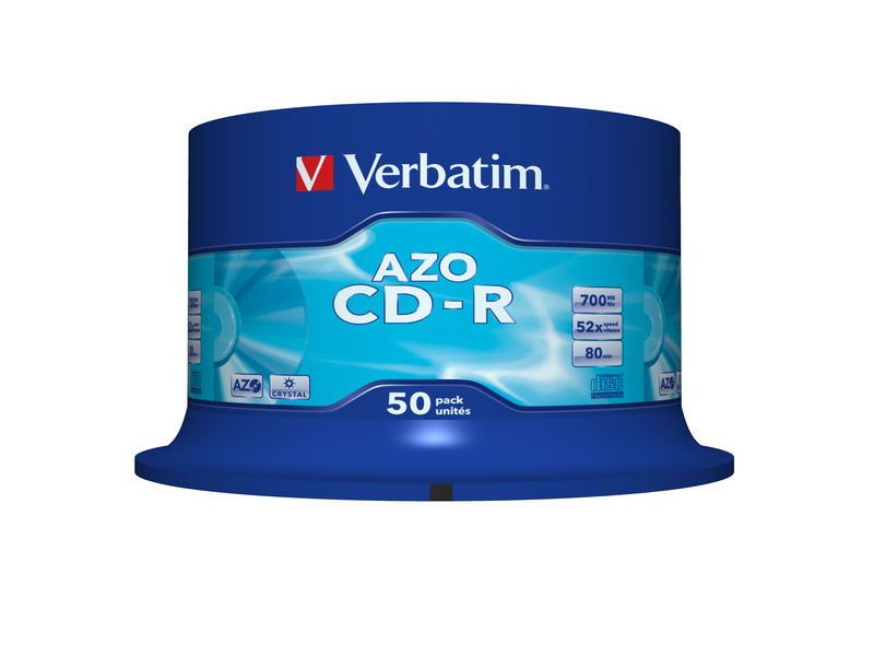 VERBATIM - Cd-R Azo Crystal Bobina 50 ud 700MB 52X 80min (CANON L.P.I. 4€ Incluido) (Ref.43343)