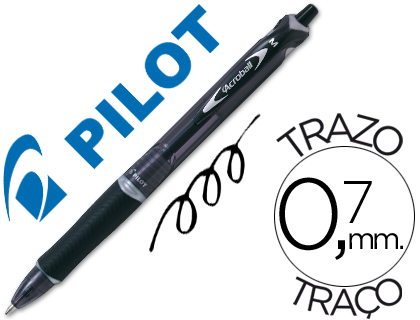 PILOT - BOLIGRAFO ACROBALL NEGRO TINTA ACEITE PUNTA DE BOLA DE 1,0MM RETRACTIL (Ref.BAB-15M-B-BG / NABN)