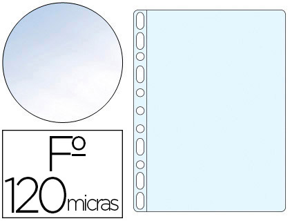 Q-CONNECT - FUNDA MULTITALADROS FOLIO 120 MC CRISTAL BOLSA DE 10 UNIDADES (Ref.KF18478)