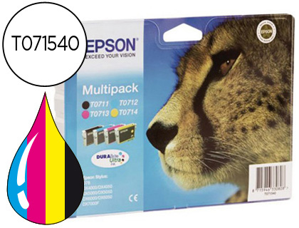 EPSON - Cartuchos ORIGINALES Inyección De Tinta STYLUS D78 D92 D120 DX4000 4050 4400 4450 5000 5050 600 6050 7000F 8400 MULTIPACK-T071140+240+340+440- (Ref.C13T0715401)