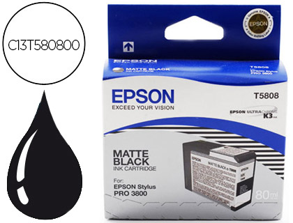 EPSON - Cartuchos ORIGINALES Inyección De Tinta STYLUS PRO/3800 T5808 NEGRO (Ref.C13T580800)