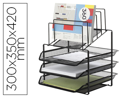 Q-CONNECT - BANDEJA CLASIFICADORA SOBRES METALICA REJILLA NEGRA 3 BANDEJAS 300X350X420 MM (Ref.KF17296)
