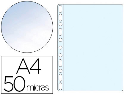 Q-CONNECT - FUNDA MULTITALADRO DIN A4 50 MC CRISTAL BOLSA DE 10 UNIDADES (Ref.KF16907)