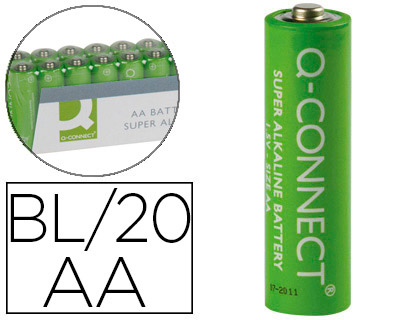 Q-CONNECT - PILA ALCALINA AA -PAQUETE CON 20 PILAS (Ref.KF10848)