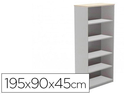 ROCADA - ARMARIO CON CINCO ESTANTES SERIE STORE 195X90X45 CM ACABADO AB01 ALUMINIO/HAYA (Ref.1101AB01)