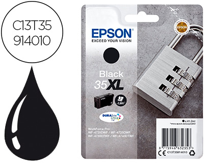EPSON - INK-JET 35XL T3591 PRO WF-4720DWF / 4725DWF / 4730DTWF / 4740DTWF NEGRO ALTA CAPACIDAD 1900 PAGINAS (Ref.C13T35914010)