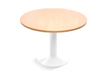 ROCADA - MESA DE REUNION MEETING ESTRUCTURA COLUMNA ACERO BLANCO TABLERO MADERA HAYA 100 CM DIAMETRO (Ref.3005ATW01)