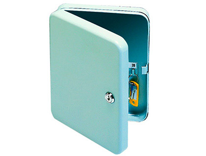 Q-CONNECT - ARMARIO PARA LLAVES 20 LLAVES CHAPA DE ACERO CERADURA DE SEGURIDAD TORNILLOS SOPORTE MURAL (Ref.KF02605)