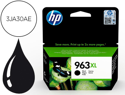 HP ( HEWLETT PACKARD ) - Ink-jet 963 xl officejet pro 9010 / 9020 / 9022 / 9023 / 9025 negro 2000 paginas (Ref. 3JA30AE)