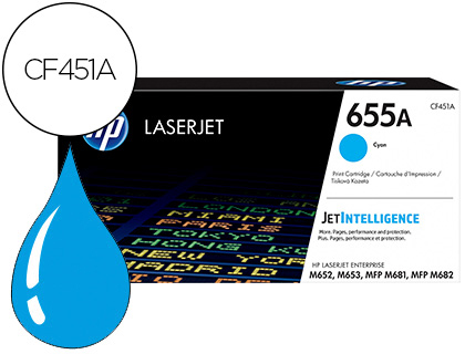 HP ( HEWLETT PACKARD ) - Toner 655a laserjet m652 / m653 / mfp m681 / mfp m682 cian 10500 paginas (Ref. CF451A)