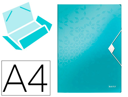 LEITZ - Carpeta wow gomas solapas polipropileno din A4 color turquesa (Ref. 45990151)