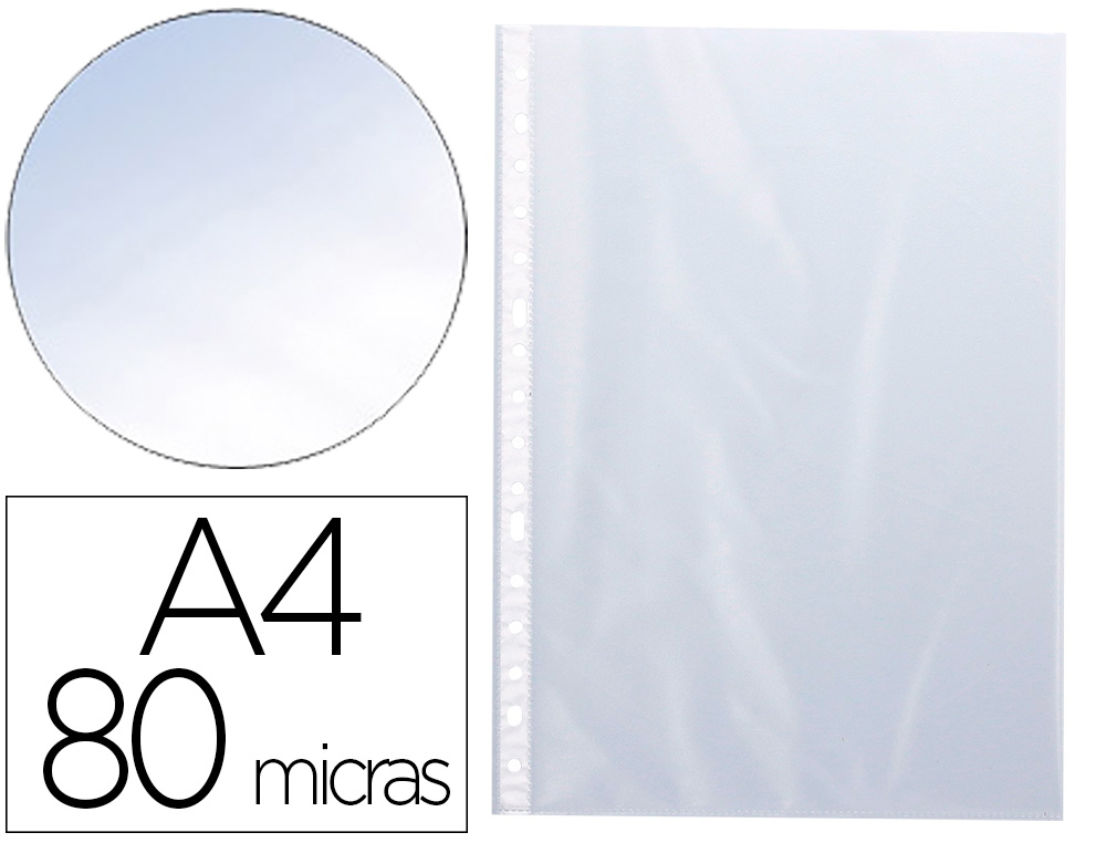 Q-CONNECT - Funda multitaladro folio 80 mc cristal caja de 1400 unidades (Ref. KF15539)