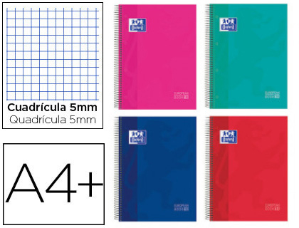 OXFORD - Cuaderno espiral surt europeanbook 10 school classic tapa extradura din a4+ 150 hojas cuadro 5 mm con (Ref. 400118931)