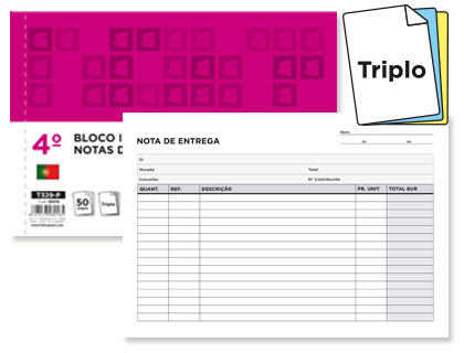LIDERPAPEL - Talonario entregas cuarto apaisado 329 triplicado-texto en portugues (Ref. T329-P)