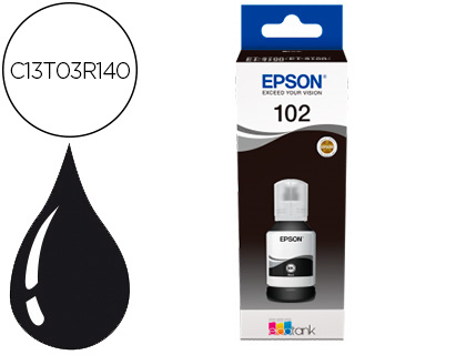 EPSON - Tinta ecotank 102 et-2700 / 2750 / 3700 / 3750 / 4750 bote de 127 ml negro 7.500 pag (Ref. C13T03R140)