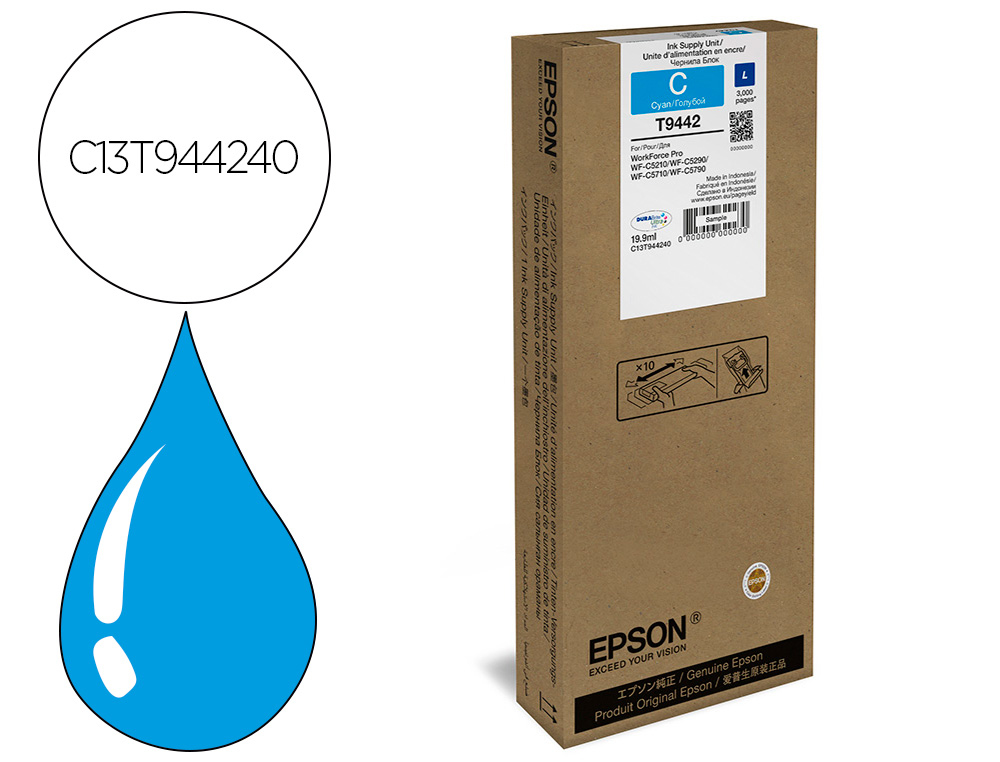 EPSON - Ink-jet wf-c5xxx series ink l cian 3000 (Ref. C13T944240)