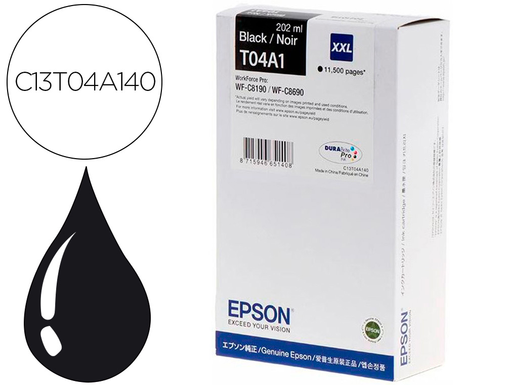 EPSON - Ink-jet wf-c8190 / wf-c8690 xxl negro (Ref. C13T04A140)