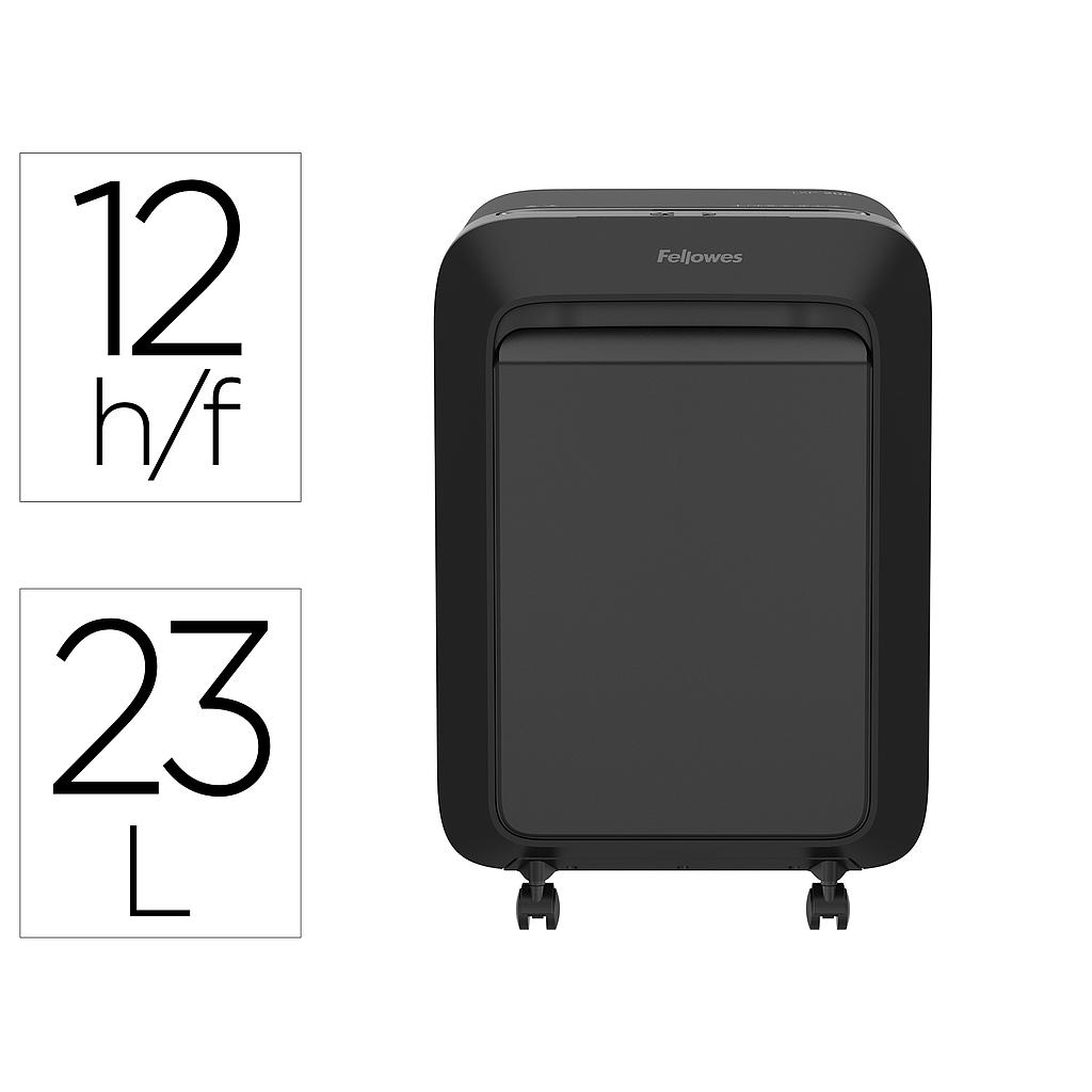 FELLOWES - Destructora de documentos lx211 capacidad de 15 hojas seguridad p5 negra papelera 23 l grapas (Ref. 5050201)