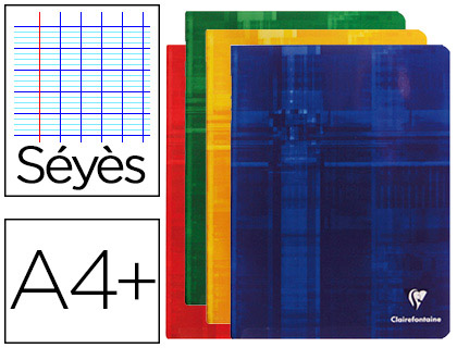 CLAIREFONTAINE - Libreta 240x320 mm 48 hojas 90 gr milimetrado frances seyes tapa carton plastificada (Ref. 63361C)