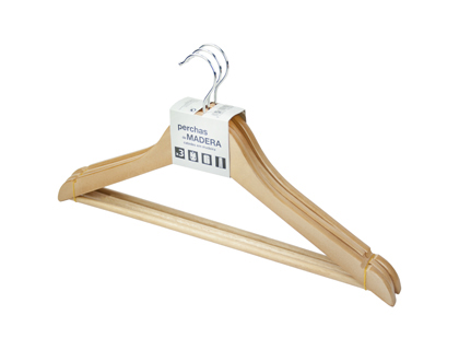 ROZENBAL - Percha madera natural barnizada pack de 3 unidades (Ref. 20700)