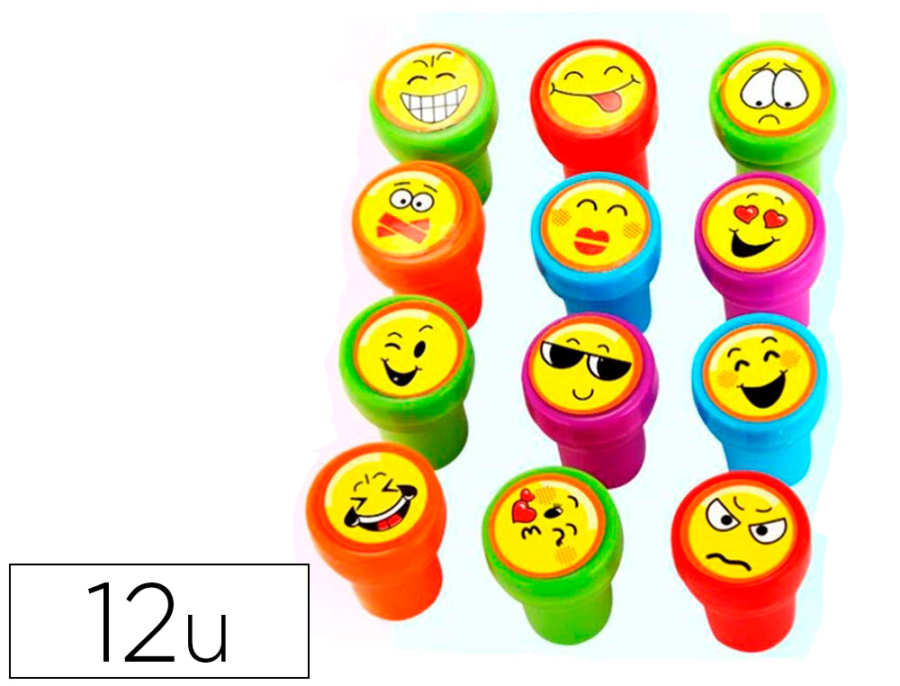 X'STAMPER - Sello emoticono uso escolar expositor de 12 unidades surtidas (Ref. COMXCLAM)
