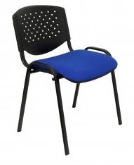 PIQUERAS Y CRESPO - SILLA PETROLA CONFIDENTE ERGONOMICA APILABLE RESPALDO EN PVC NEGRO Y ASIENTO TAPIZADO ARAN AZUL PACK de 4 (Ref.PACK426PRARAN229)