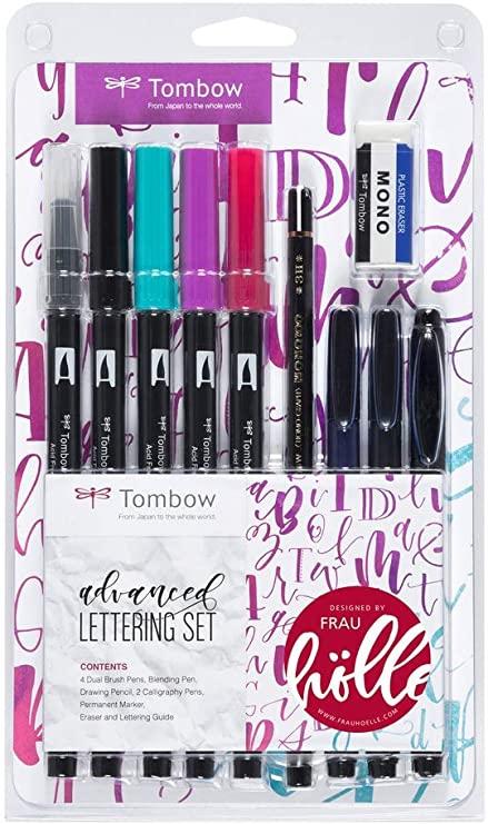 TOMBOW - SET LETTERING ADVANCED 4 ROT. ABT DUAL BRUSH + 1 BLENDER PEN + 1 LAPIZ GRAFITO + 2 ROT. CALIGRAFIA DURO Y BLANDO + 1 ROT. PERMANENTE DOBLE PUNTA + 1 GOMA + MANUAL INSTRUCCIONES B/10 (Ref.LS-ADV)