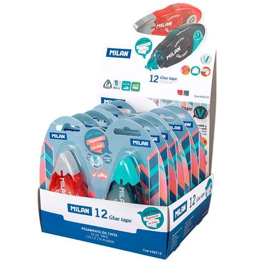 MILAN - ROLLER ADHESIVO 8,4mm x 12m EXPOSITOR de 12 (Ref.44GT12)