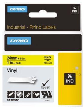 DYMO - CINTA de ROTULAR RHINO ID1 VINILO 5,5m 24mm NEGRO sobre AMARILLO () (Ref.1805431)