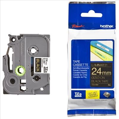 BROTHER - CINTA ROTULADORA LAMINADA DORADO/NEGRO DE 24MMX8M (Ref.TZE-354)