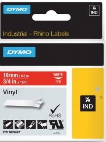 DYMO - CINTA de ROTULAR RHINO ID1 VINILO 5,5m 19mm BLANCO sobre ROJO () (Ref.1805422)