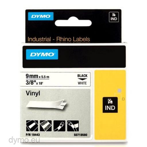 DYMO - CINTA de ROTULAR RHINO ID1 VINILO 5,5m 9mm NEGRO sobre BLANCO () (Ref.18443)