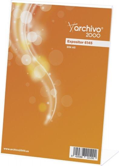 ARCHIVO 2000 - EXPOSITOR SOBREMESA "PREMIUM" EN FORMA DE L DIN A5 VERTICAL ESPESOR 3 MM 65X150X215 MM (Ref.6145 CS TP)