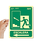 ARCHIVO 2000 - Pictograma salida emergencia escalera sube izquierda pvc verde luminiscente 224x300 mm (Ref. 6170-13H VE)