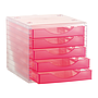 Q-CONNECT - Fichero cajones de sobremesa 260x270x340 mm apilables 5 cajones rosa translucido (Ref. KF18413)