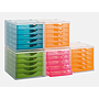 Q-CONNECT - Fichero cajones de sobremesa 260x270x340 mm apilables 5 cajones rosa translucido (Ref. KF18413)