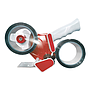 Q-CONNECT - Portarrollo para embalaje para cintas de 66mt x 50mm incluye 2 rollos cinta marron (Ref. KF11268)