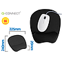 Q-CONNECT - Alfombrilla para raton con reposamuñecas ergonomica de gel color negro 225x240x20 mm (Ref. KF17230)