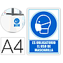 ARCHIVO 2000 - Pictograma obligatorio el uso de mascarilla pvc color azul 210x297 mm (Ref. 6173-11 AZ)